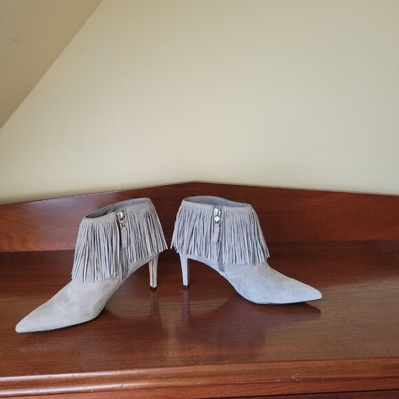 Sam Edelman Kandice Gray Fringed Pointed Toe Suede Bootie Women's US 8 M - Picture 2 of 9